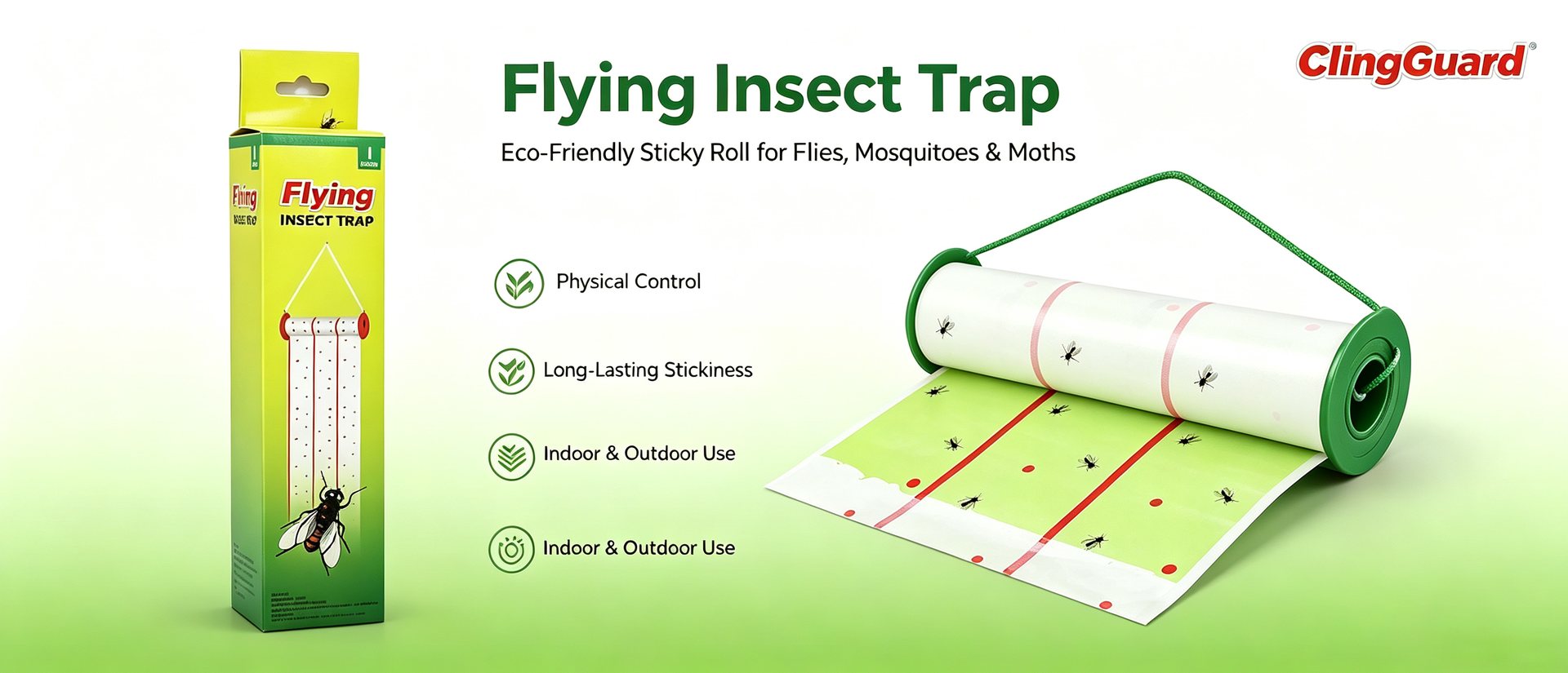 ClingGuard Flying Insect Trap — eco-friendly sticky roll for flies, mosquitoes and moths