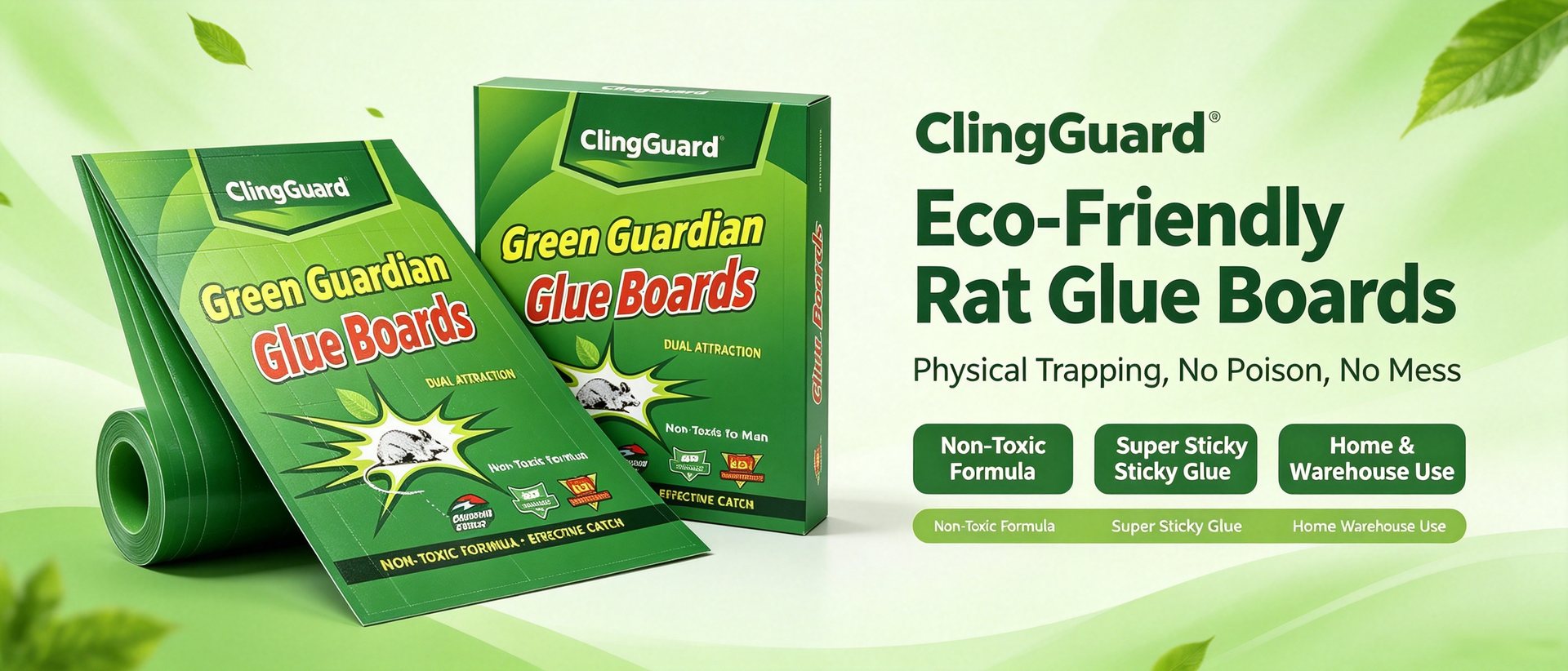 ClingGuard Eco-Friendly Rat Glue Boards — physical trapping, no poison, no mess