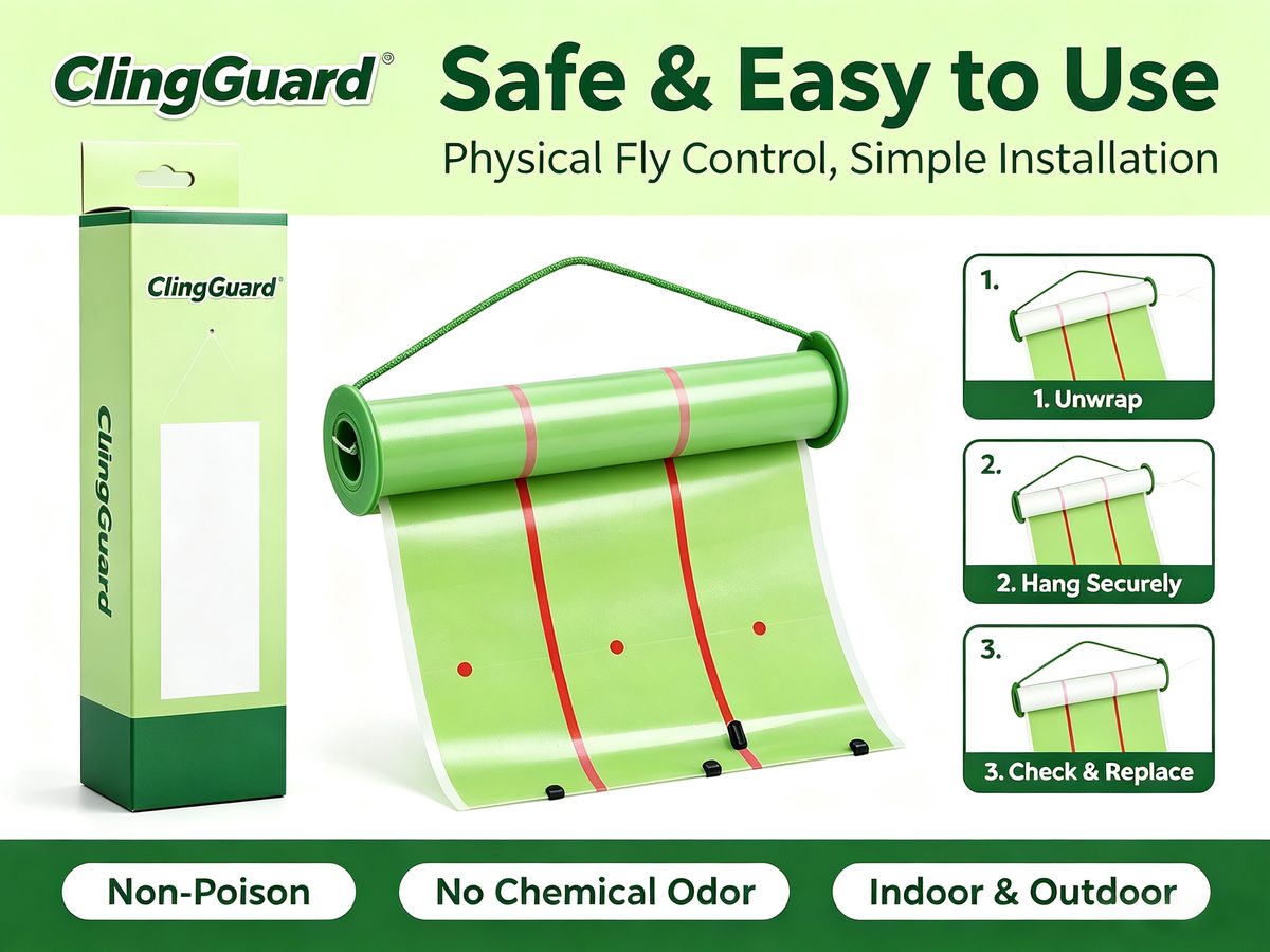 ClingGuard Hanging Fly Roll Insect Trap - safe and easy to use, simple installation
